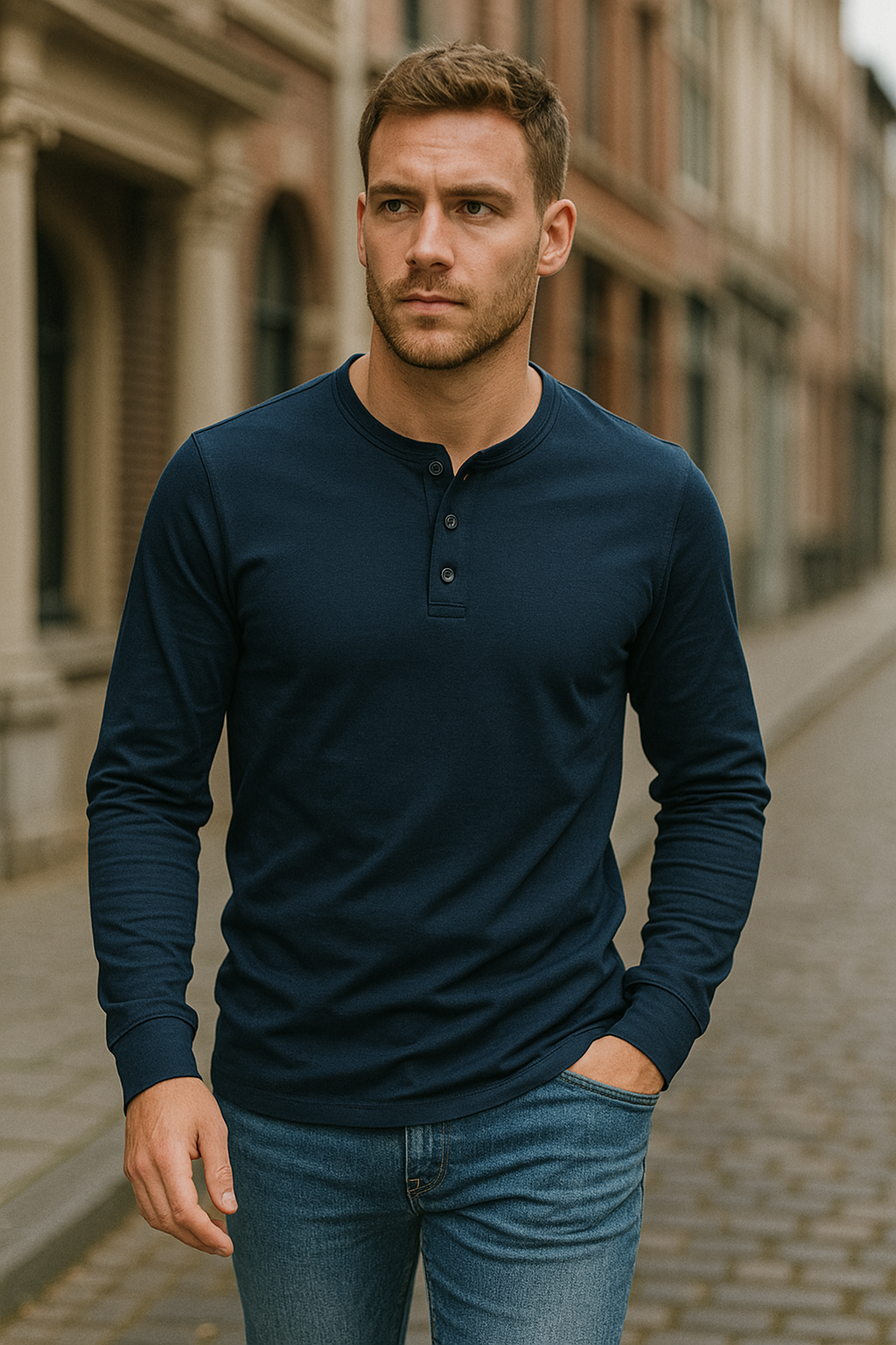 Men’s Long Sleeve Henley Shirt | Classic Casual Everyday Top