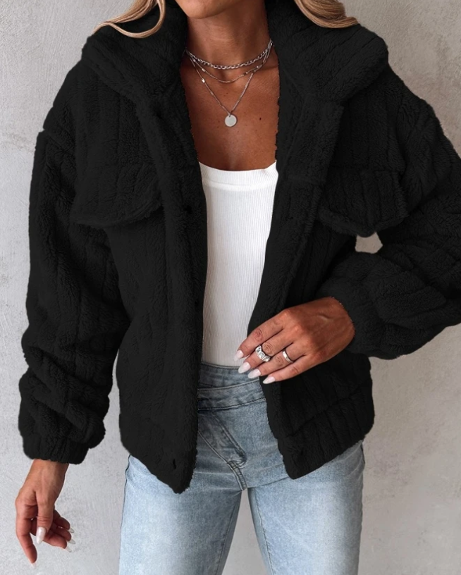 Elizabeth | Women’s Sherpa Button-Front Casual Jacket - Warm Layered Outerwear with Front Pockets