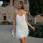 Olivia| Women's Feather Mini Dress Glamorous & Playful