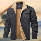 David | Men’s Sherpa Collar Casual Winter Jacket  - Warm Fleece Lined
