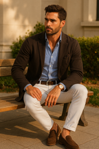 Men’s Slim Fit Smart Casual Blazer – Tailored Lightweight Jacket with Notch Lapel and Chest Pocket