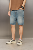 Carpenter jean shorts - Washed blue