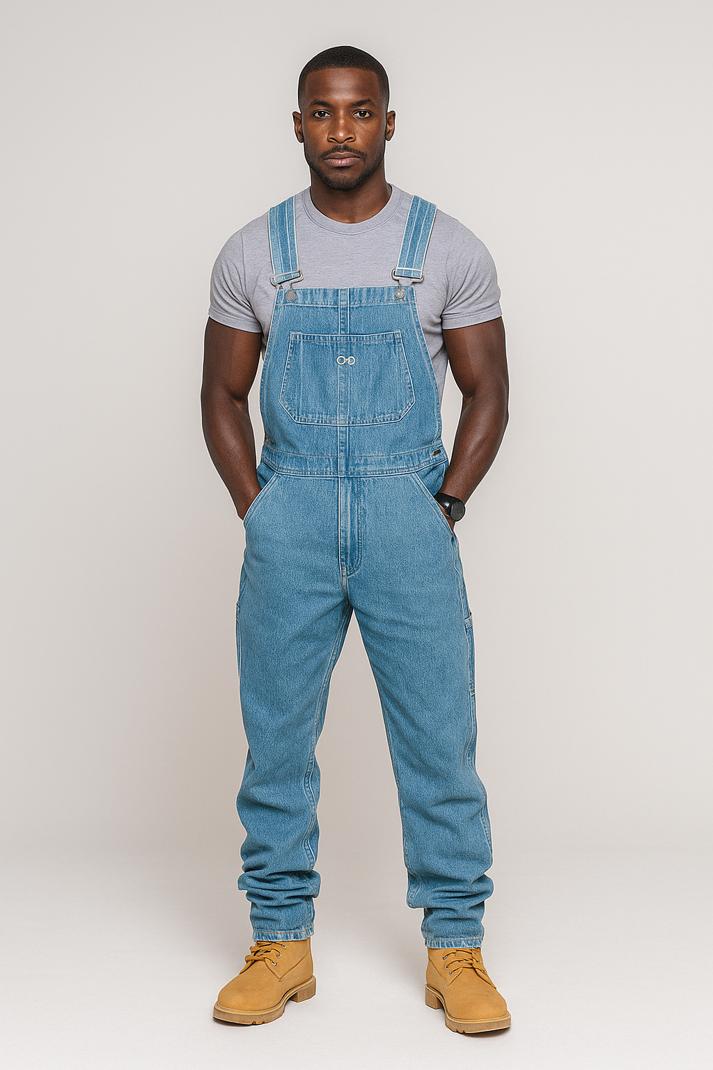 Men’s Denim Overall – Sleeveless Casual Multi-Pocket Workwear