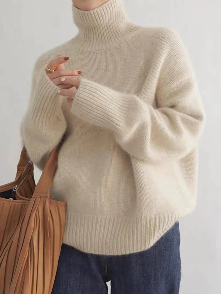 Turtleneck cashmere sweater - Linen