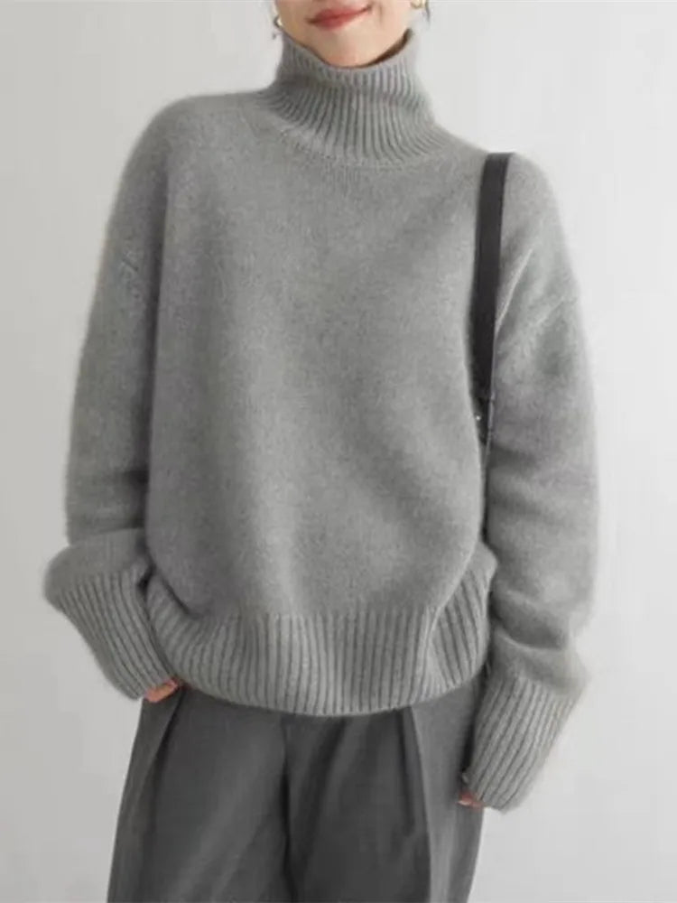 Turtleneck cashmere sweater - Linen