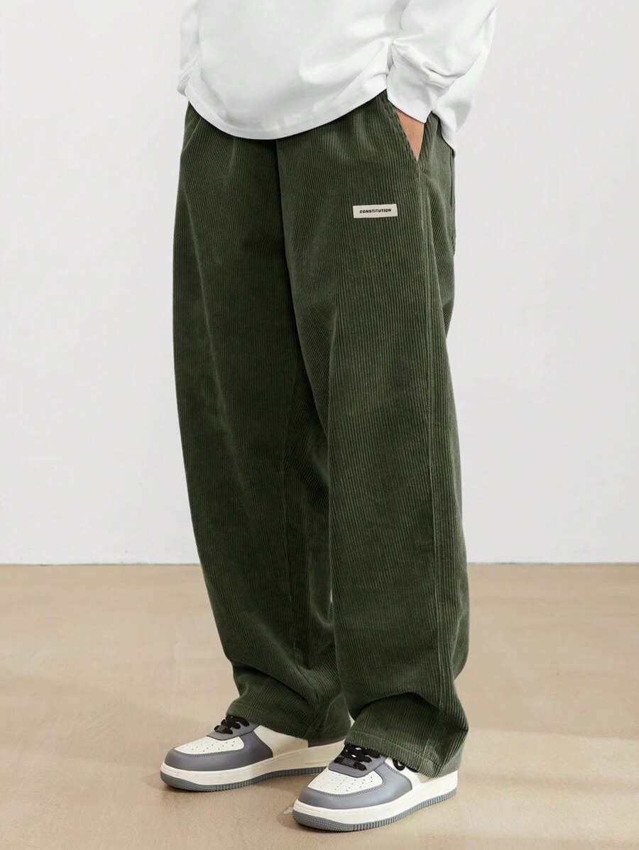 Men’s Relaxed Fit Corduroy Trousers – Casual Skater Streetwear Pants
