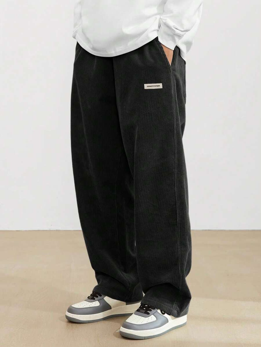Men’s Relaxed Fit Corduroy Trousers – Casual Skater Streetwear Pants