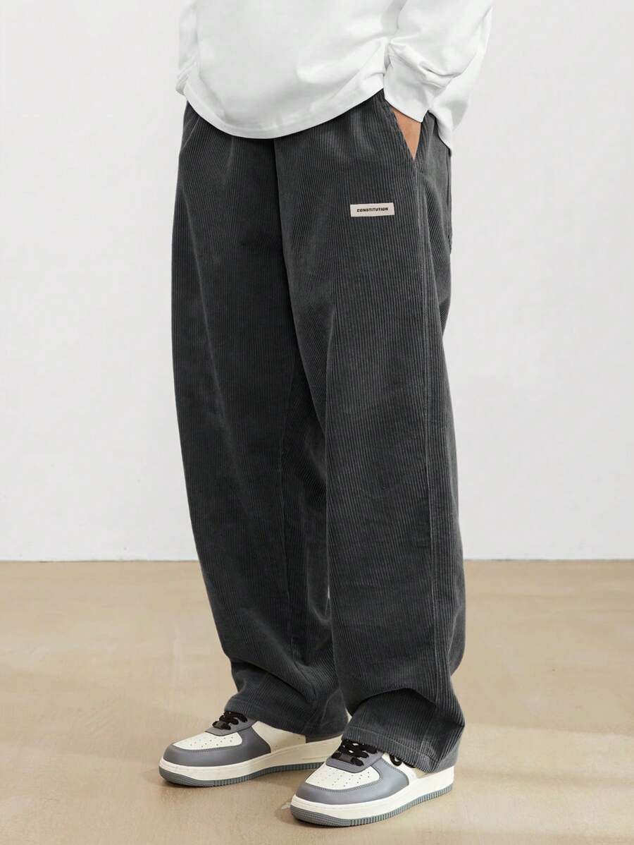 Men’s Relaxed Fit Corduroy Trousers – Casual Skater Streetwear Pants