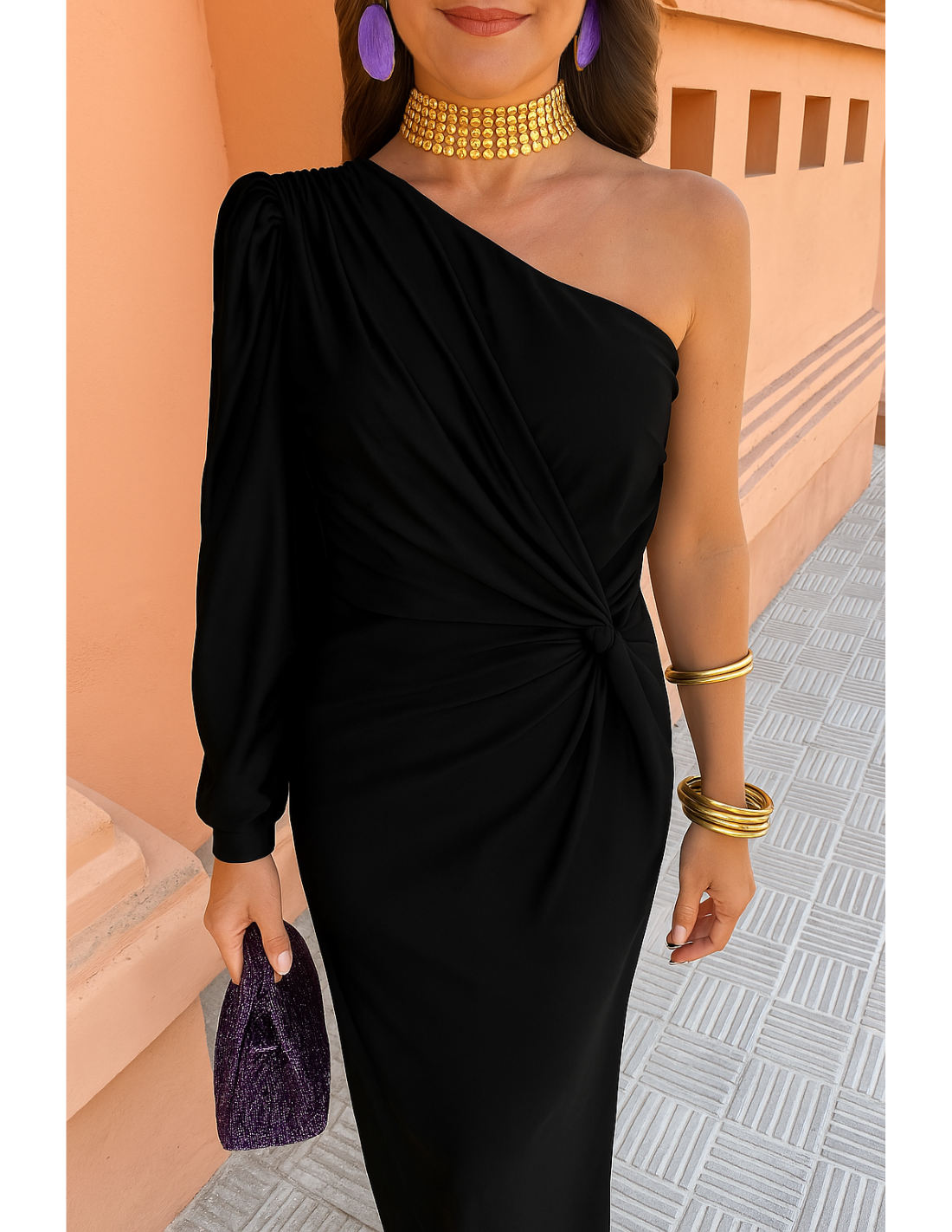 Evie| Elegant Maxi Dress With One-Shoulder Design for Special Occasions