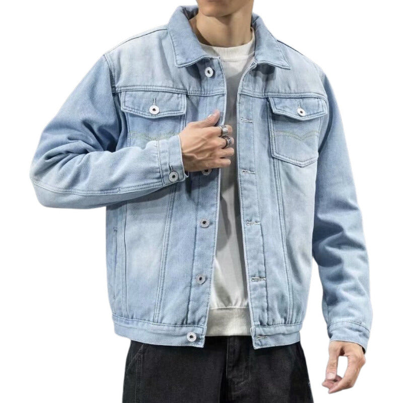 Men’s Sherpa Lined Denim Jacket – Button-Up Casual Winter Outerwear with Fleece Collar