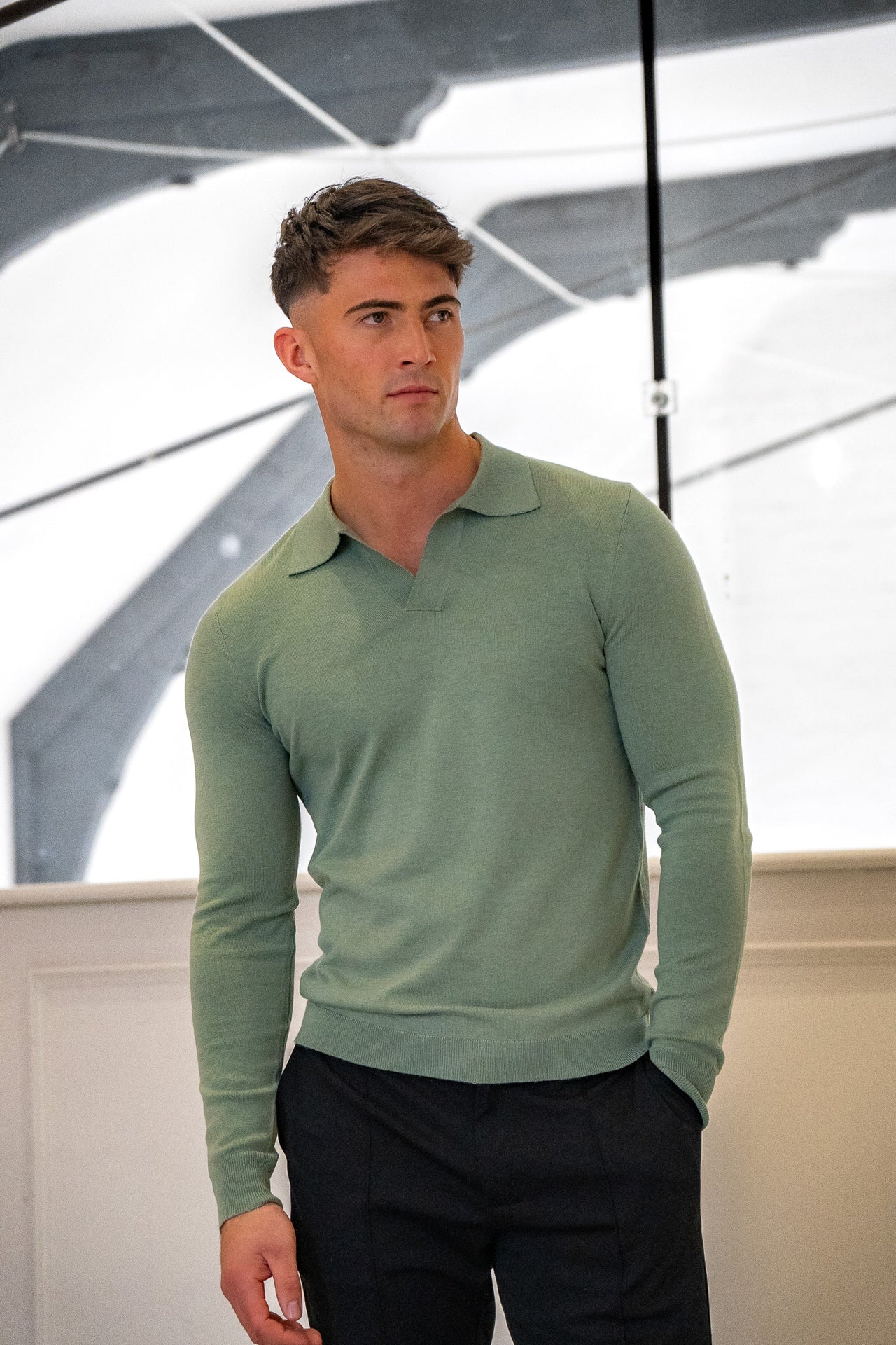 Rockefeller long Sleeve Polo Shirt - Khaki