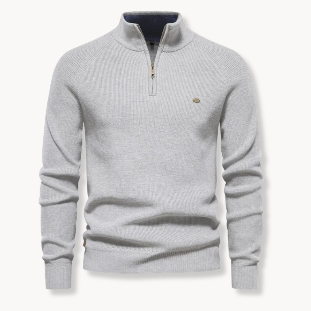 Men’s Slim Fit Half-Zip Knit Jumper with Stand Collar