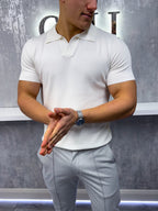 Cuban Collar Polo Shirt - White
