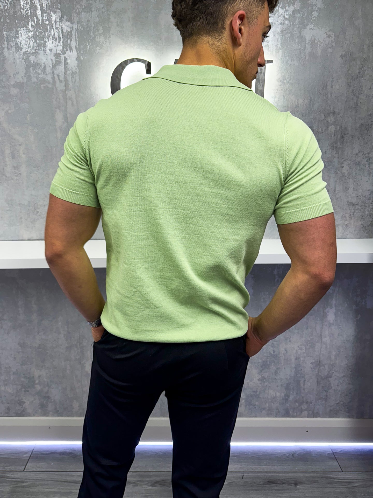 Cuban Collar Polo Shirt - Pistachio Green