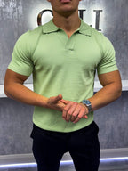 Cuban Collar Polo Shirt - Pistachio Green