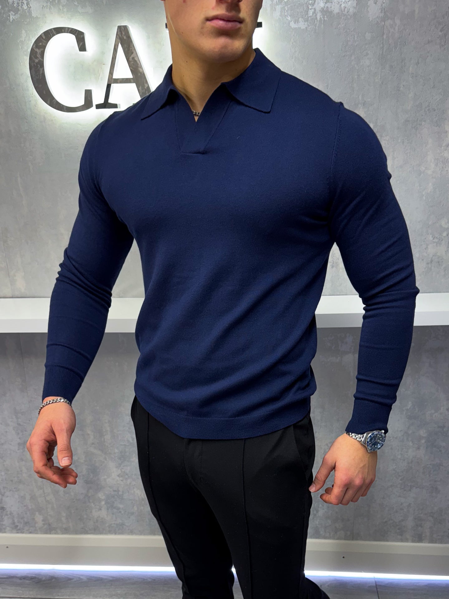 Rockefeller long Sleeve Polo Shirt - Navy
