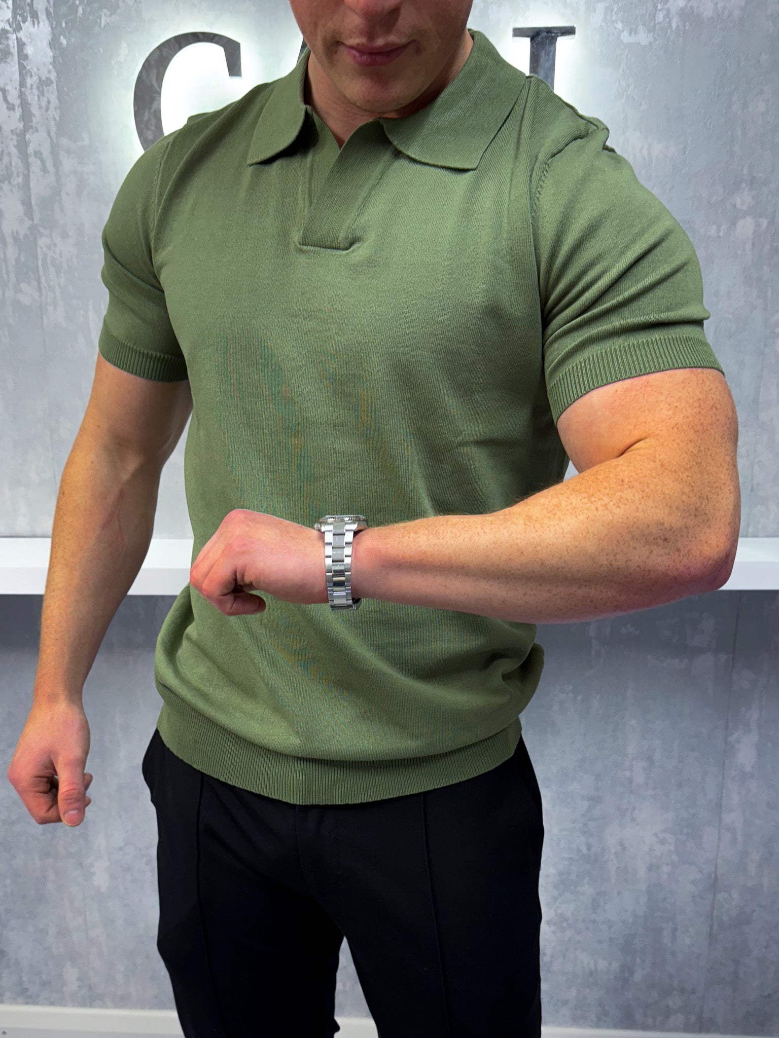 Cuban Collar Polo Shirt - Khaki