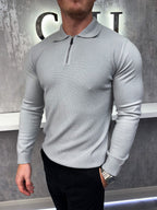 Long sleeve zip polo - Grey