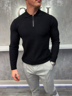 Long sleeve Zip polo - Black