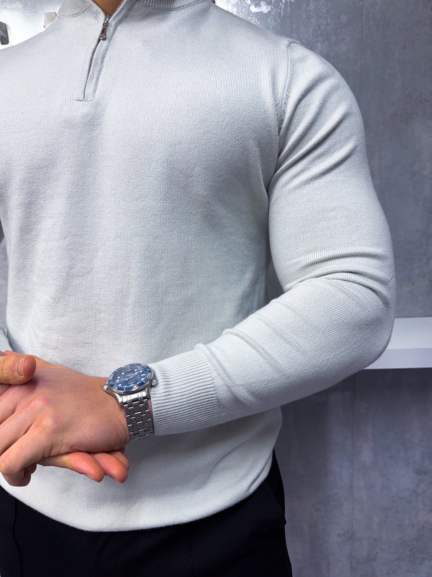 The Costello - Half Zip Sweater - Light Grey