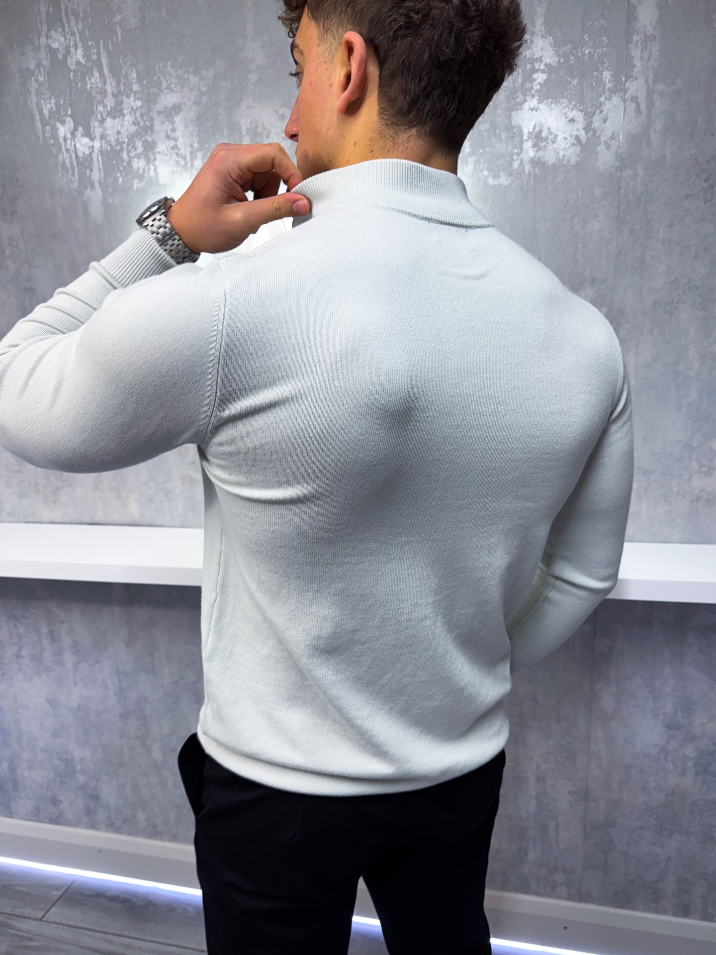 The Costello - Half Zip Sweater - Light Grey