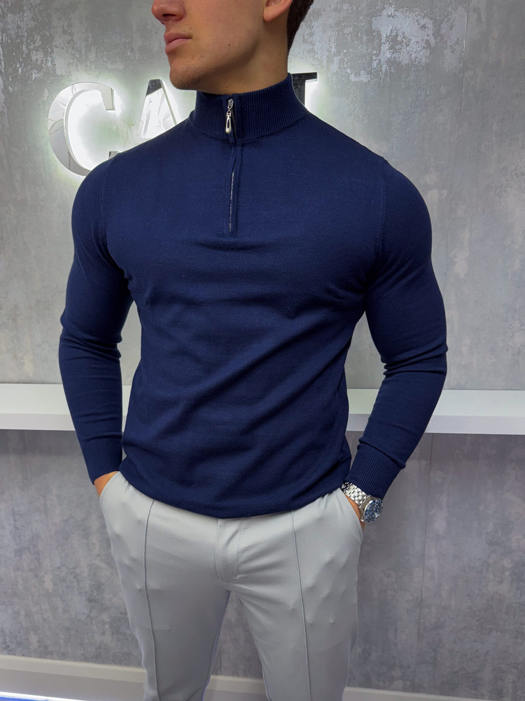 The Costello - Half Zip Sweater - Navy
