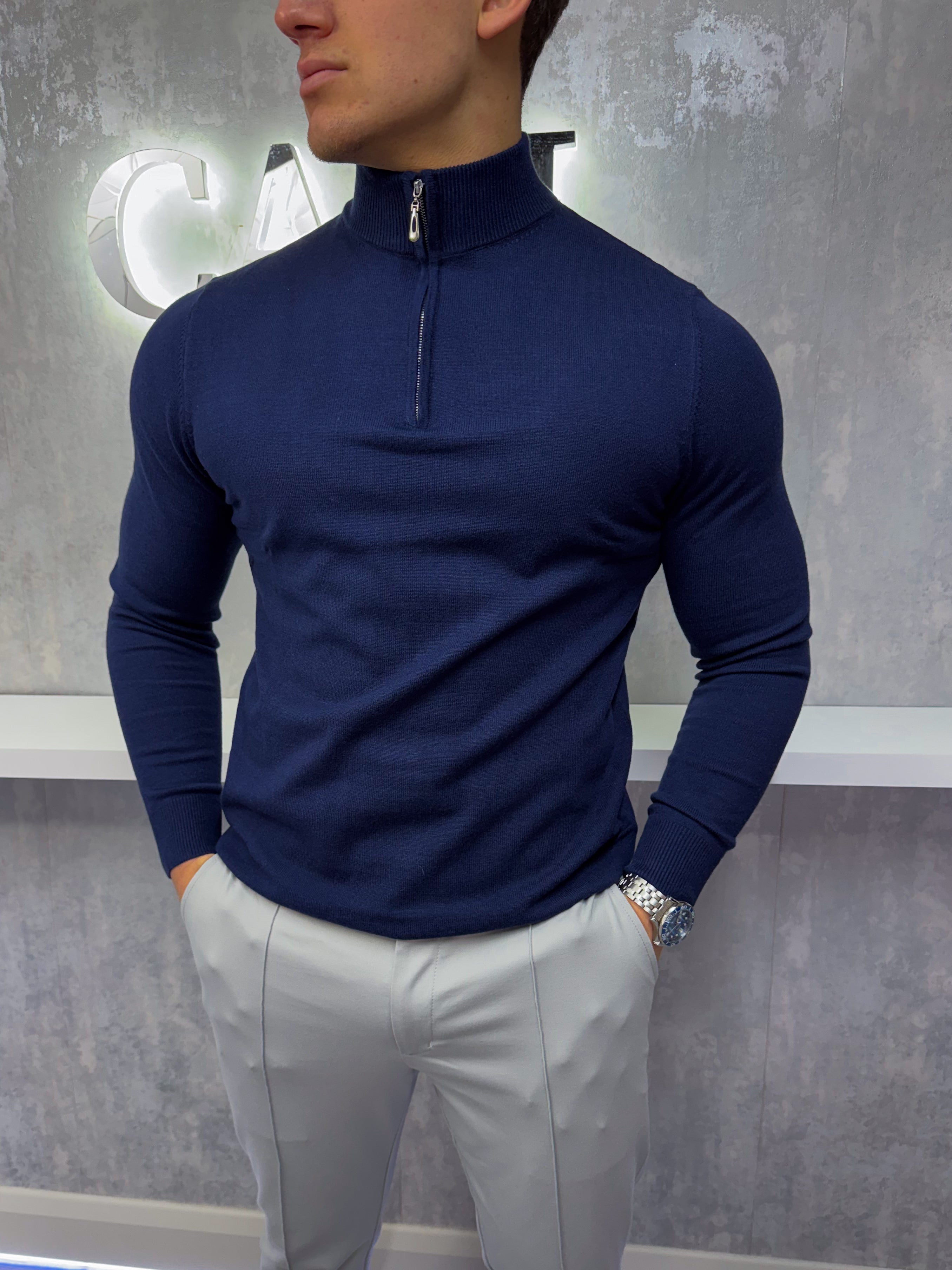 The Costello - Half Zip Sweater - Navy