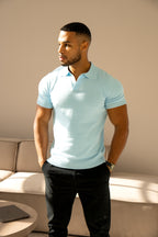 Cuban Collar Polo Shirt - Baby Blue