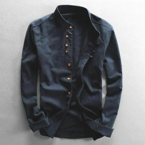 William | Men's Band Collar Button-Down Shirt