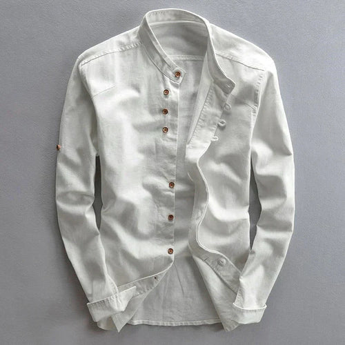 William | Men's Band Collar Button-Down Shirt