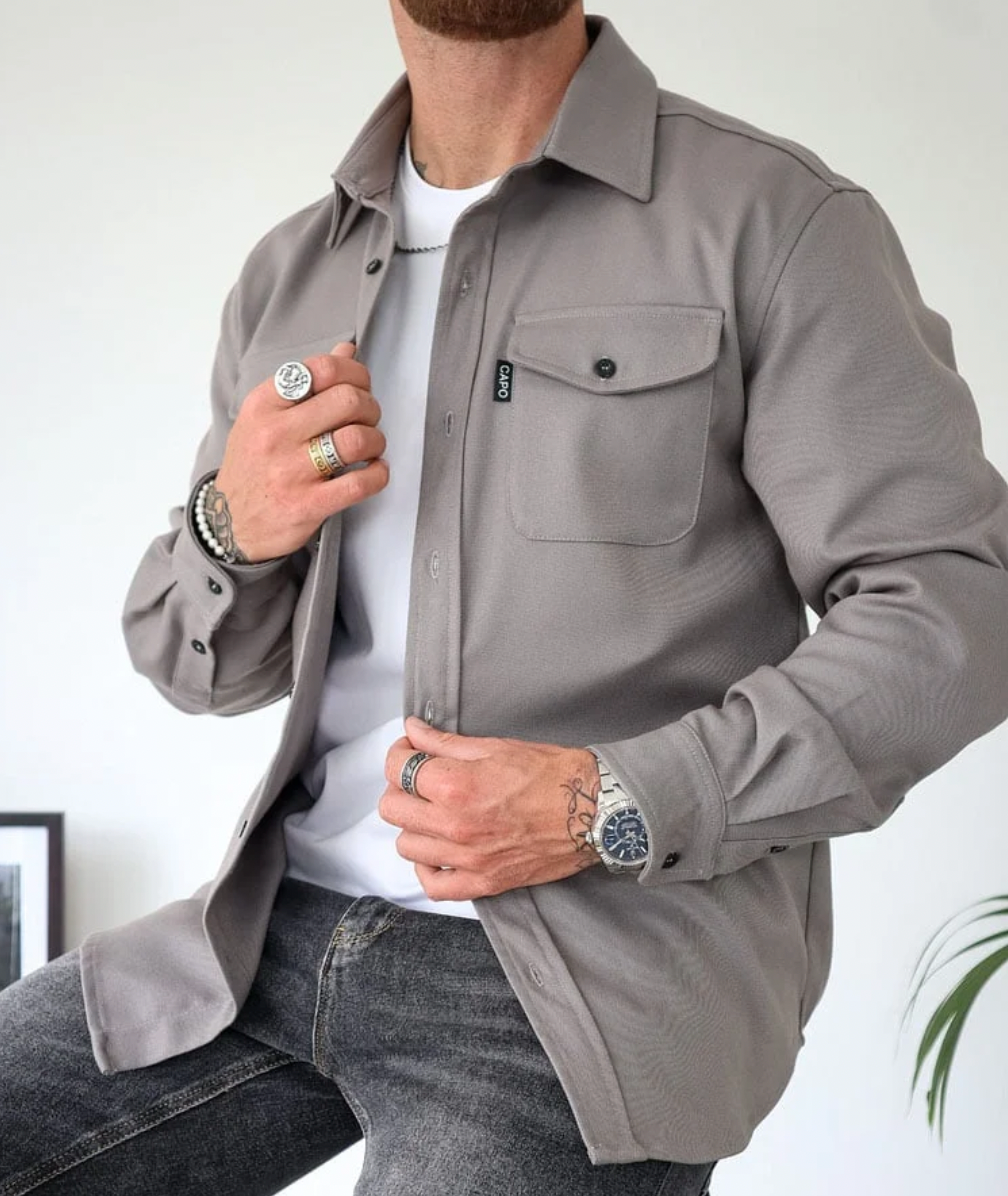 Men’s Tailored Fit Long Sleeve Shirt – Clean Modern Style