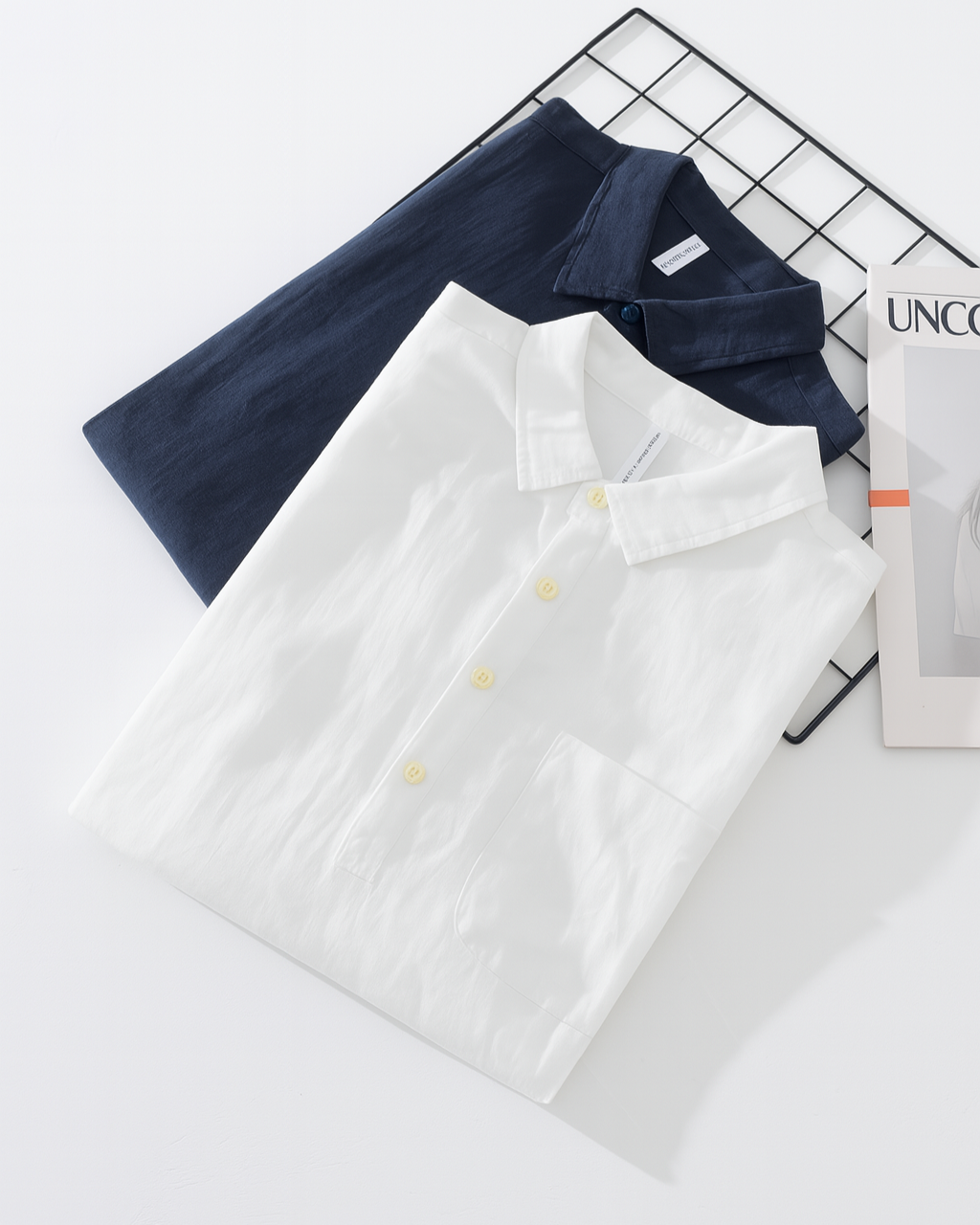 Men’s Old Money Button Up Polo Shirt – Cotton-Linen Blend Casual Shirt - Relaxed fit