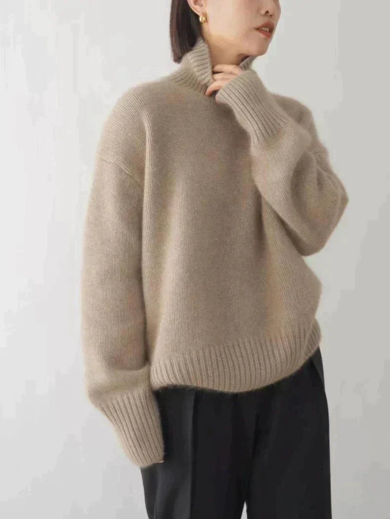 Turtleneck cashmere sweater - Linen