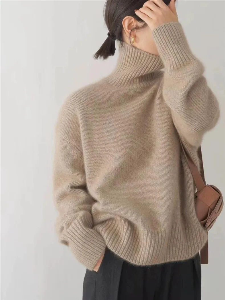 Turtleneck cashmere sweater - Linen