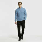 Men’s Cable Knit Quarter Zip Sweater – Long Sleeve Stand Collar Jumper – Classic Smart Casual Knitwear