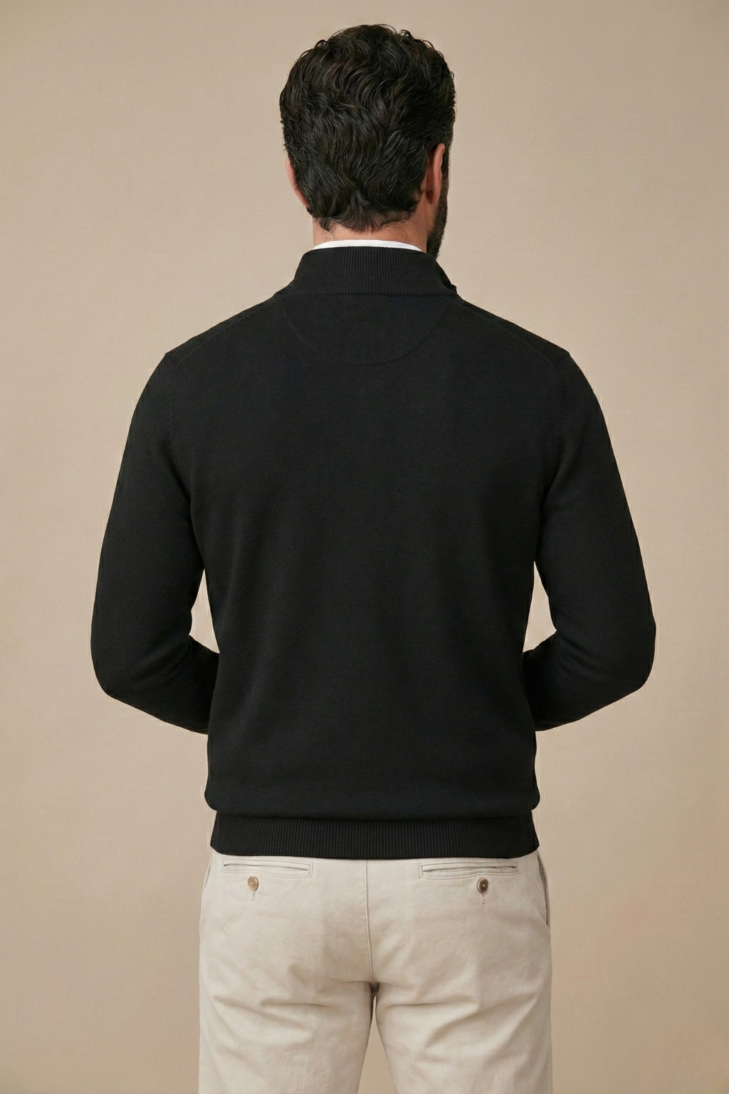 Men’s Half Zip Knit Sweater – Minimalist Stand Collar Pullover Jumper – Smart Casual Everyday Wear