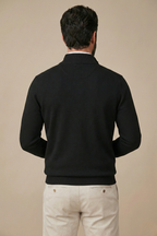 Men’s Half Zip Knit Sweater – Minimalist Stand Collar Pullover Jumper – Smart Casual Everyday Wear