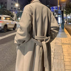 Womens Long Belted Winter Overcoat with Classic Tailoring