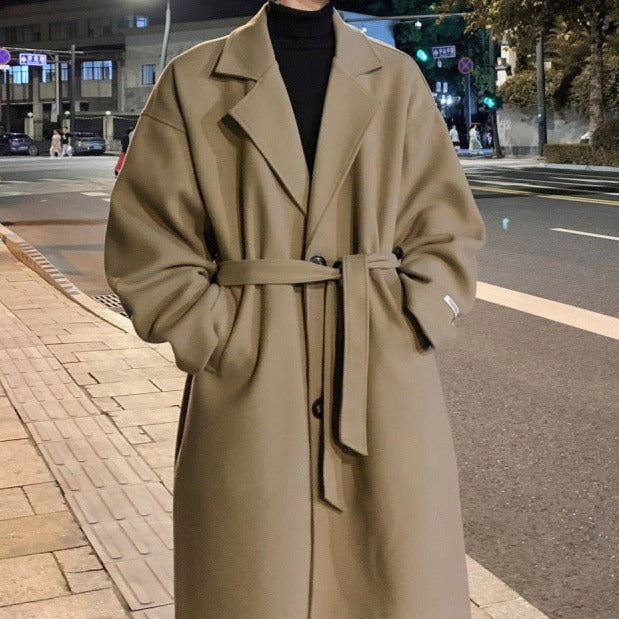 Womens Long Belted Winter Overcoat with Classic Tailoring