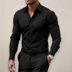 Men’s Long Sleeve Notched Collar Shirt – Smart Business Casual Wear