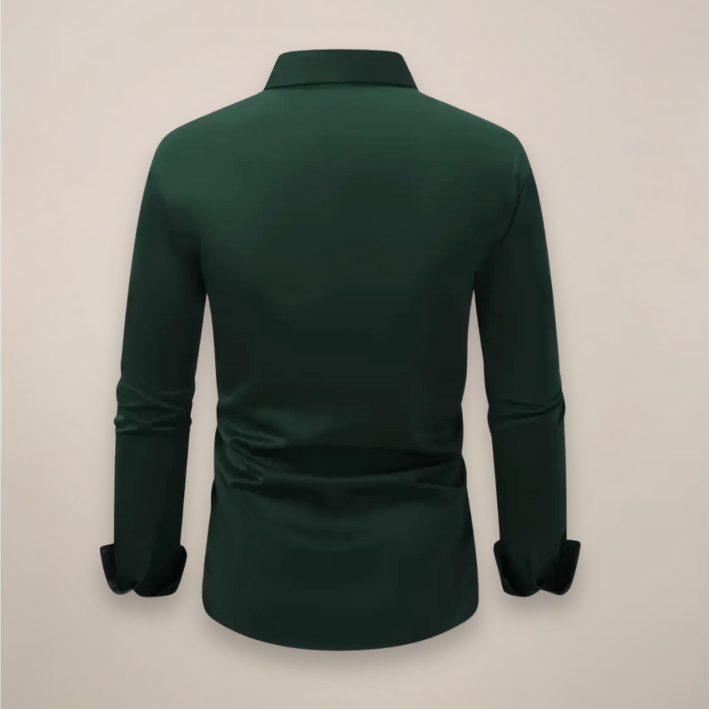 Men’s Long Sleeve Notched Collar Shirt – Smart Business Casual Wear