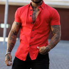 Men’s Tailored Muscle Fit Short Sleeve Shirt – Modern Fit - Stretchy Fabric, Tailored Style