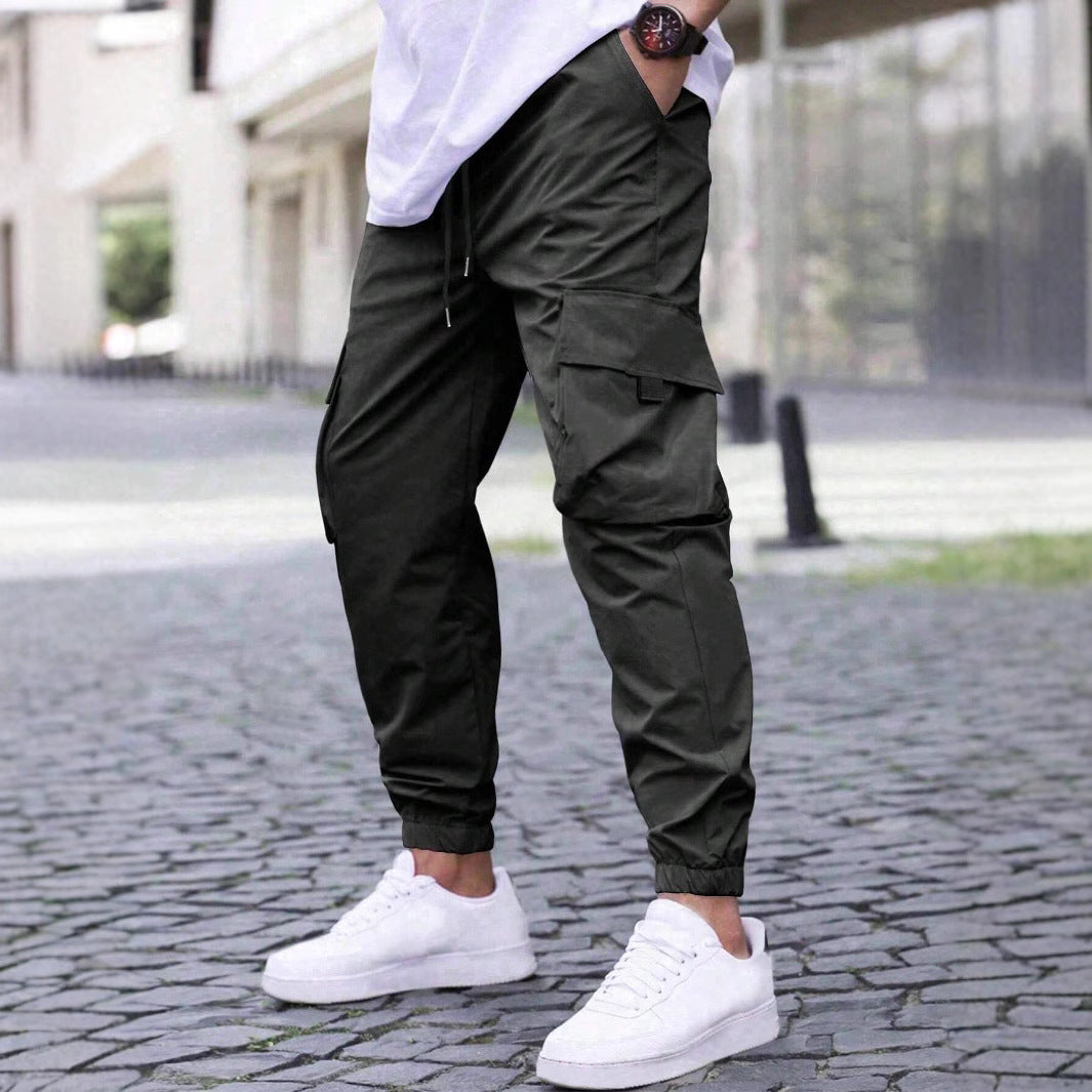 Men’s Cargo Jogger Pants – Lightweight Polyester with Side Pockets
