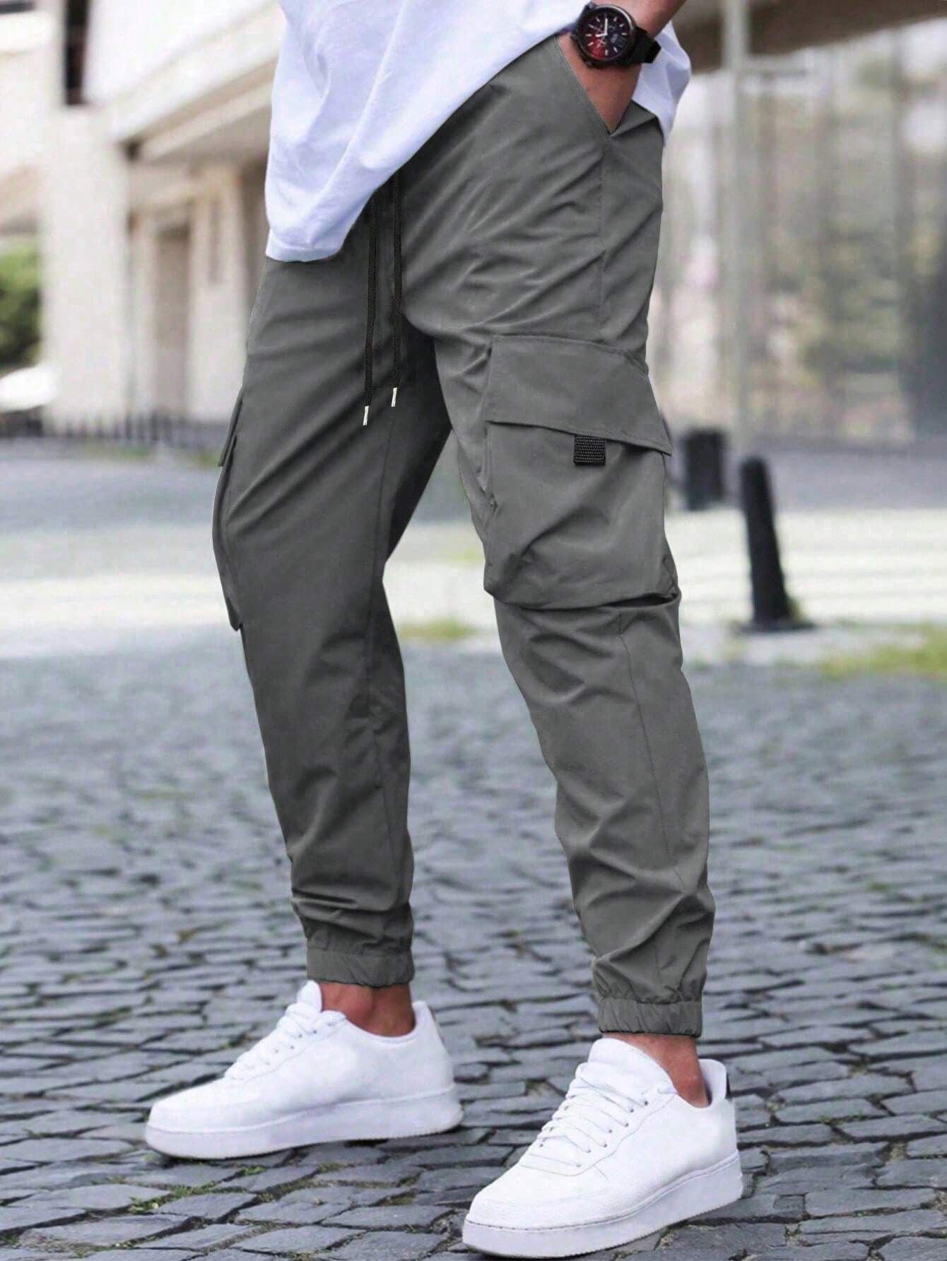 Men’s Cargo Jogger Pants – Lightweight Polyester with Side Pockets