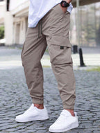 Men’s Cargo Jogger Pants – Lightweight Polyester with Side Pockets