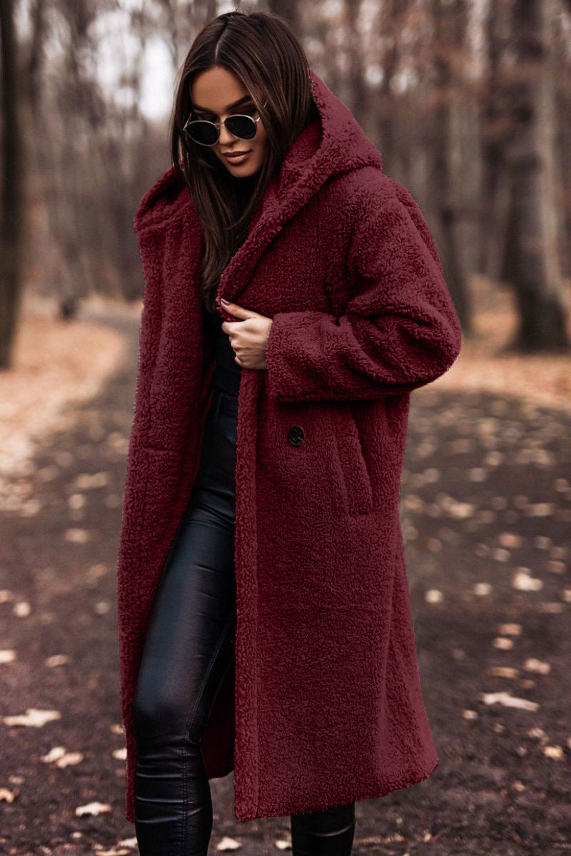 Sophie | Women’s Hooded Teddy Coat Cozy Longline Winter Outerwear