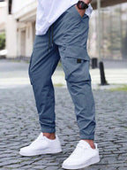Men’s Cargo Jogger Pants – Lightweight Polyester with Side Pockets