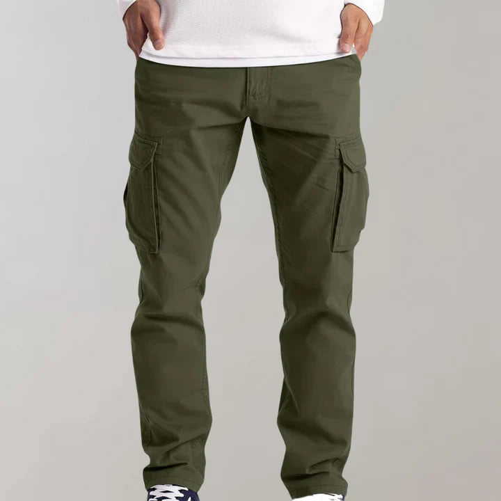 Men’s Straight Leg Cargo Pants - Cotton with Side Pockets