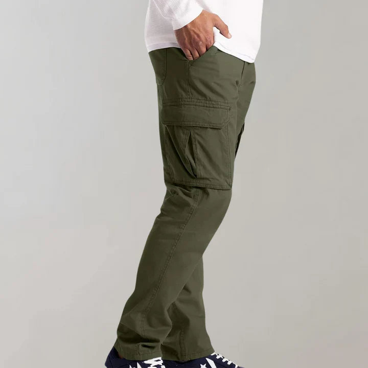 Men’s Straight Leg Cargo Pants - Cotton with Side Pockets