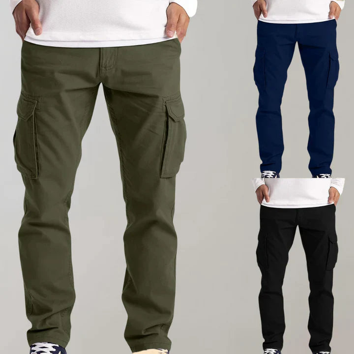 Men’s Straight Leg Cargo Pants - Cotton with Side Pockets